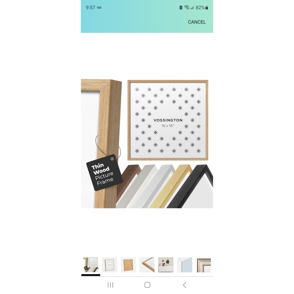 16x16 Frame Oak - Exclusive Thin 16 x 16 Wood Picture Frame For Wall - Metal...
